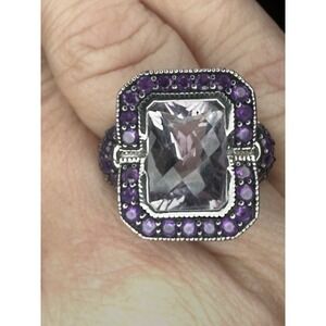 Sima K Amethyst  Rose De France Amethyst Sterling Silver Ring  7.03 CT Size 8